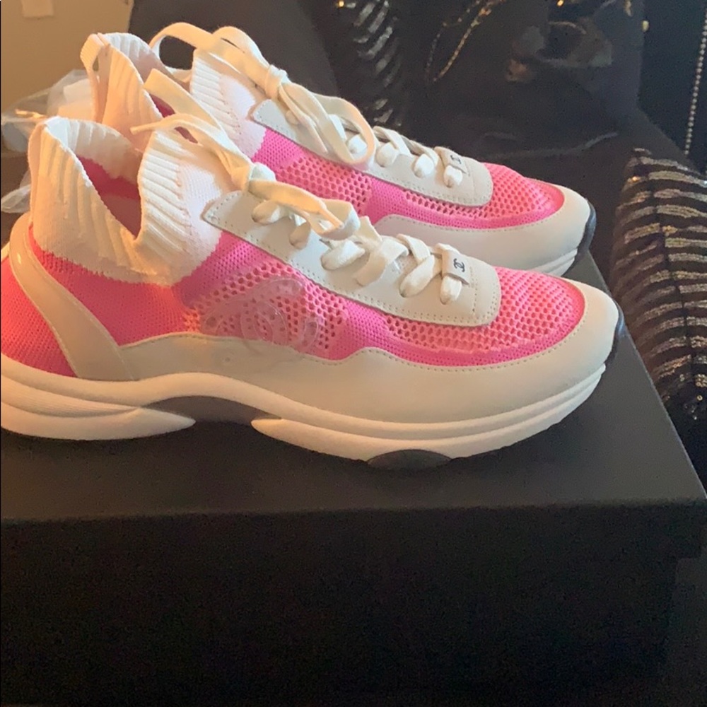 Chanel white/pink sneakers